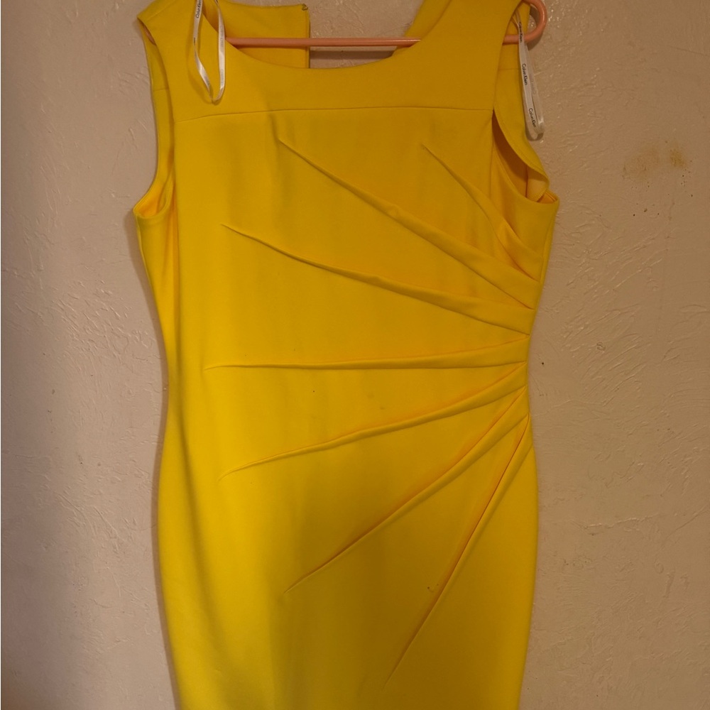 Calvin Klein Yellow Sleeveless Midi Dress